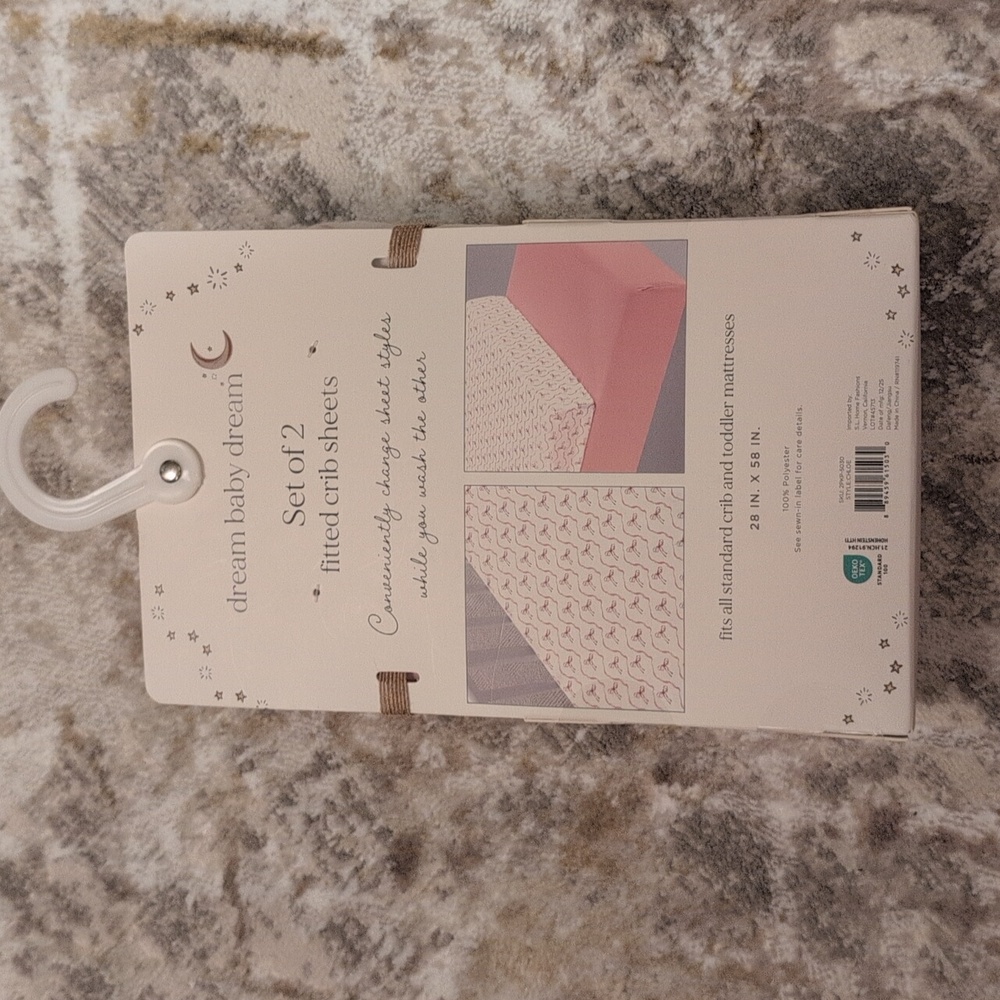 Pink and White Fitted Crib Sheets Set - Picture 2 of 4